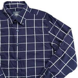Savile Row Company London Mens Slim Fit Button Down Shirt‎ Grid Pattern M